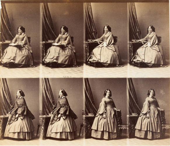 André Adolphe Eugène Disdéri - Mme Macdonald en huit poses, quatre assise et qua...