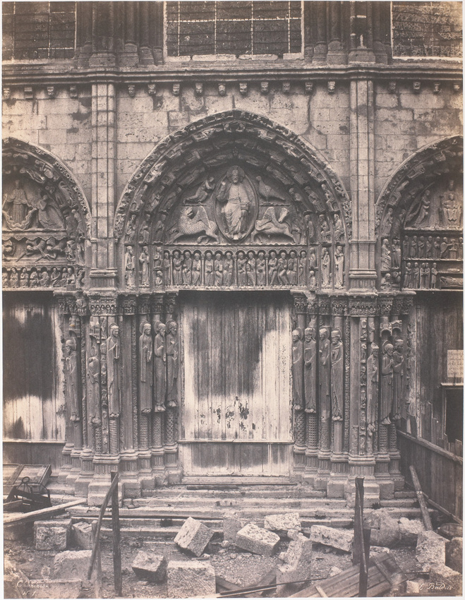 Édouard Baldus - Vue du portail central de la cathédrale de Chartres