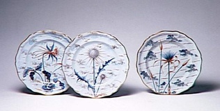 Emile Gallé - Assiette, service "Floral" : ancolie