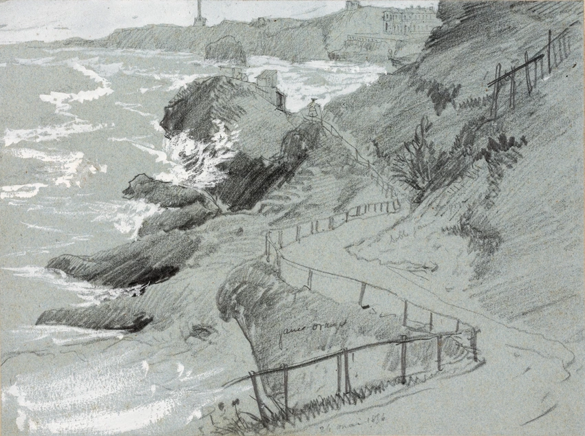 Chemin sinueux et escarpé en bord de mer - Victor Baltard