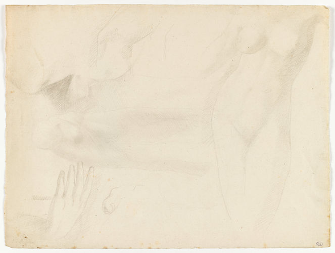 Edgar Degas - Nu féminin (sans tête) et dans l'autre sens, main, torse, orteil
