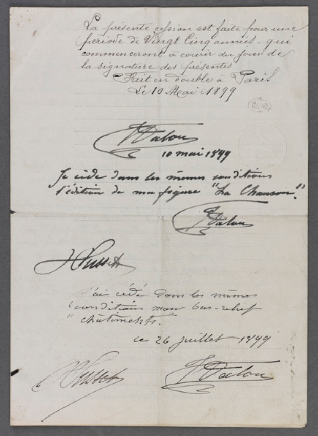 Aimé Jules Dalou - Contrat Dalou du 3 mai 1899
