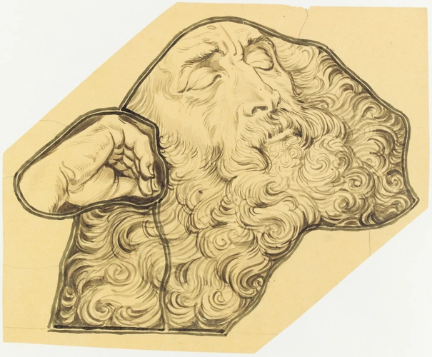 Eugène Grasset - La Tige de Jessé. Jessé. Détail d'exécution pour le vitrail de ...