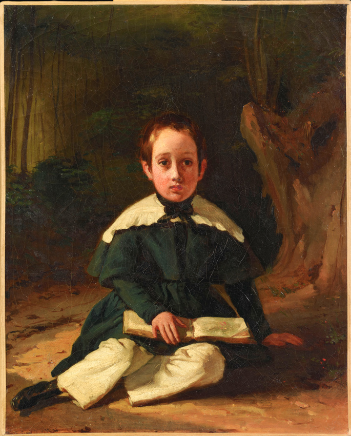 Alphonse-Louis Galbrund - Edgar Degas enfant tenant un livre sur les genoux