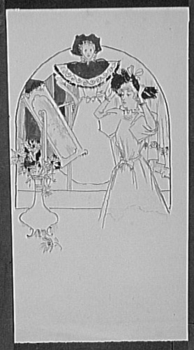 Emile Causé - Jeune femme devant un miroir, mettant son chapeau