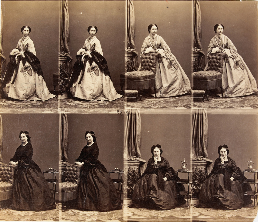 André Adolphe Eugène Disdéri - Mme Middleton et une femme en huit poses, quatre ...