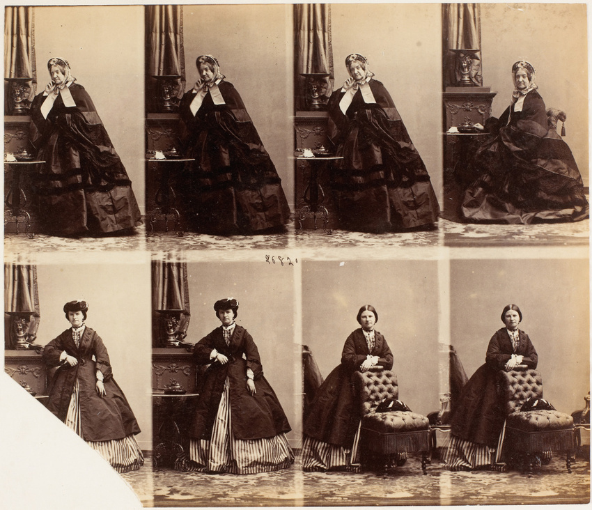 André Adolphe Eugène Disdéri - Mme. Fotingham et une femme en huit poses, quatre...