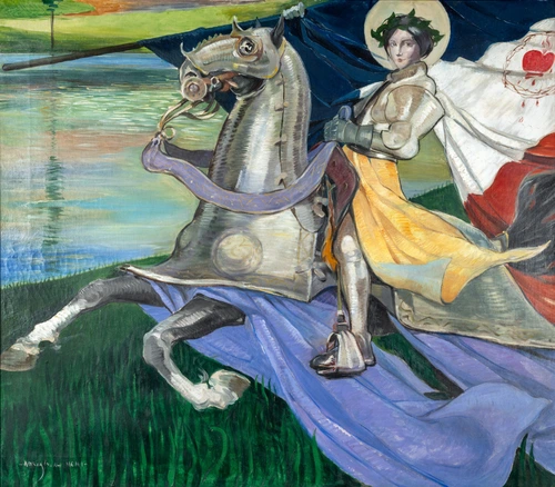 tableau, Adria Gual Queralt, Jeanne d'Arc chevauchant, 1901