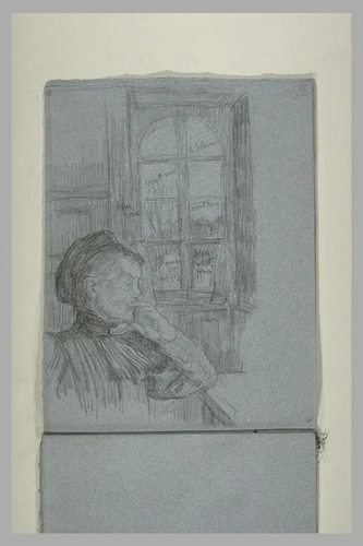 Georges Lacombe - Femme en buste, de profil à droite, devant une fenêtre