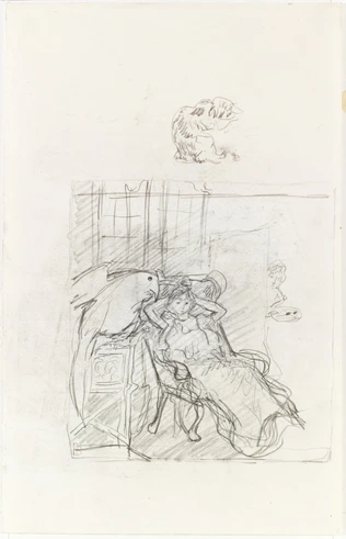 Pierre Bonnard - Misia assise dans un intérieur avec un perroquet