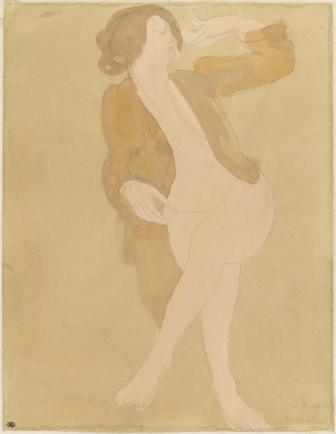 Auguste Rodin - Femme nue, portant une veste brune