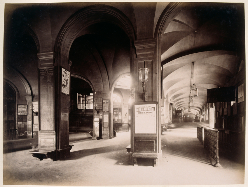 Gare Saint-Lazare : départ de Normandie, salle des bagages, escalier des salles d'attente - Louis-Emile Durandelle