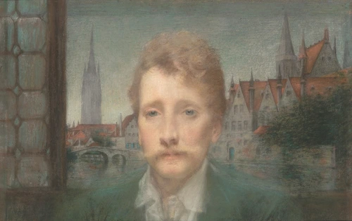 pastel, Lucien Lévy-Dhurmer, Portrait de Georges Rodenbach, vers 1895