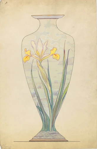 Modèle de décor pour un vase, iris d'eau? - Théophile Soyer