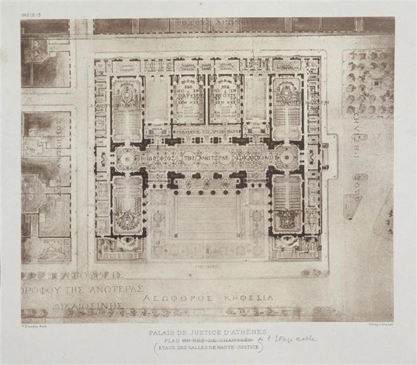 Palais de Justice d'Athènes. Plan de l'étage noble - Raoul Brandon