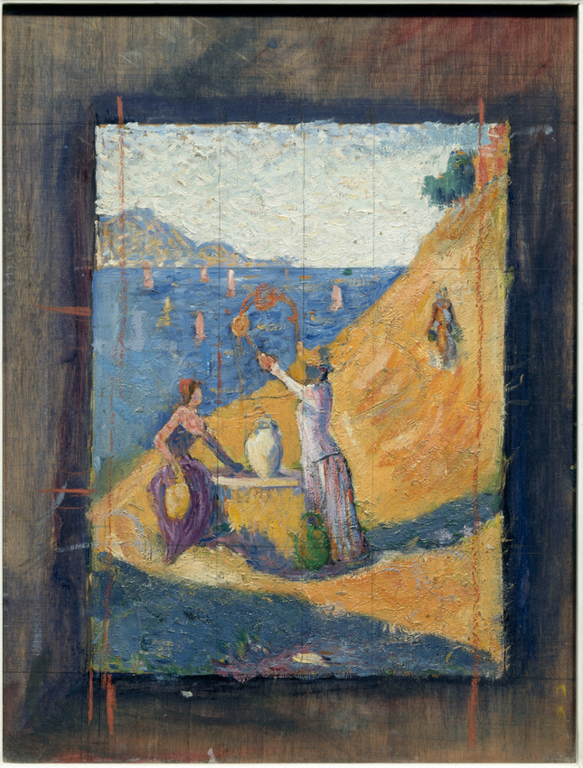 Femmes au puits. Esquisse III (recto) ; Vue du port de Saint-Tropez (verso) - Paul Signac