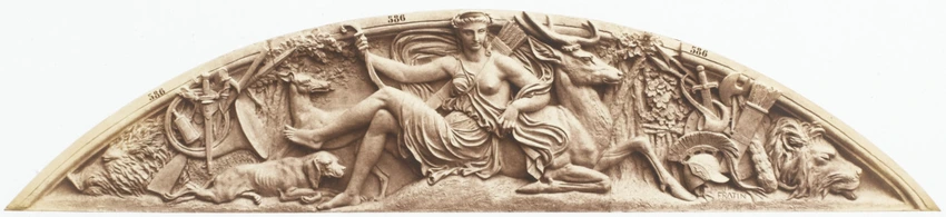 "La Chasse", sculpture de Christophe Fratin, décor du palais du Louvre, Paris - Edouard Baldus