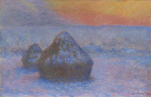 Claude Monet-Meules, effet de neige, soleil couchant