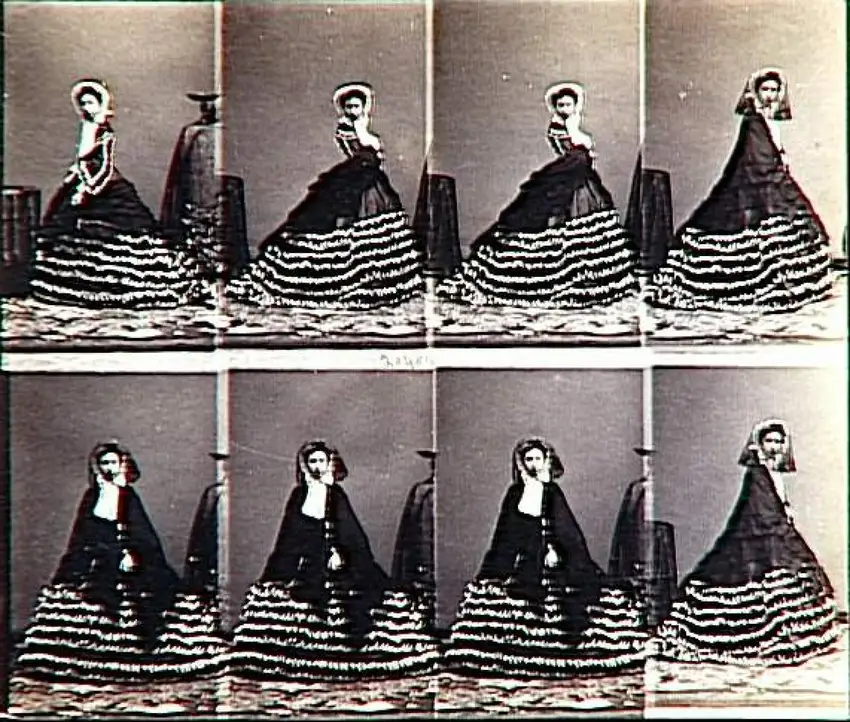 Lorenza Fernández de Villavicencio y del Corral, marquise de Salar, en pied, en huit poses - André Adolphe Eugène Disdéri