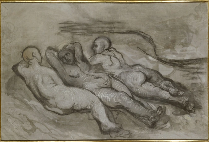 Trois femmes nues couchées - Honoré Daumier