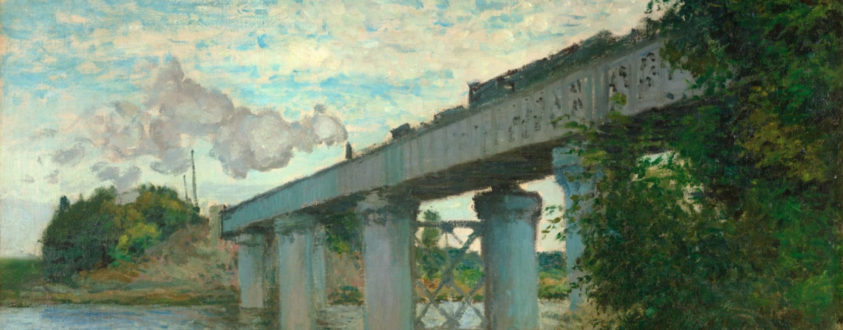 tableau, Claude Monet, Le pont du chemin de fer à Argenteuil (détail), entre 1873 et 1874