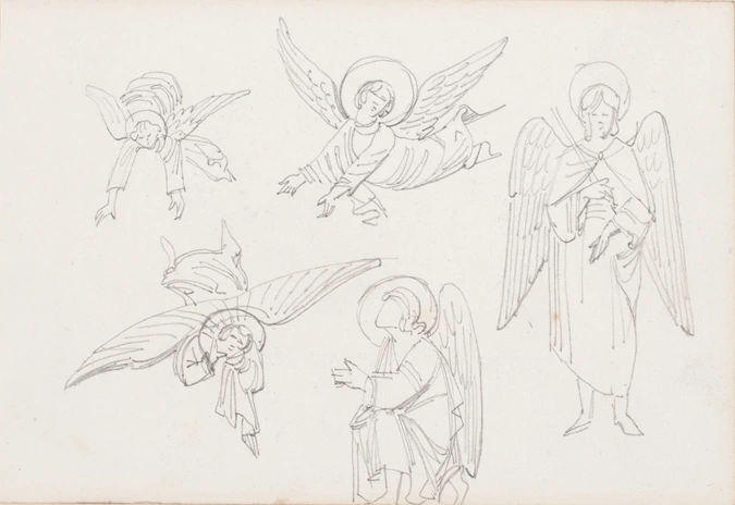 Etude d'anges, cinq croquis - Edouard Villain