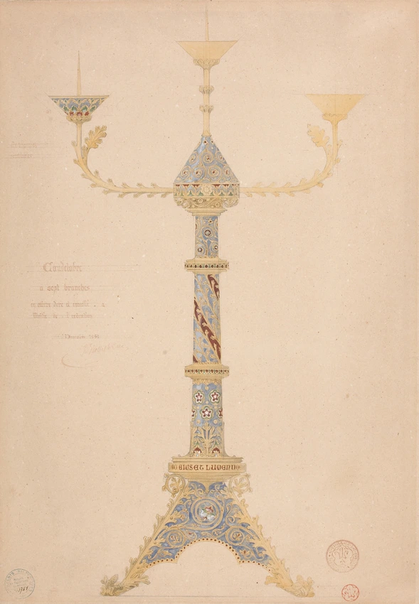 Projet de candélabre à sept branches - Eugène Viollet-le-Duc