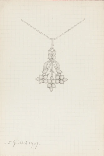 Pendentif à motif floral et quatre fleurettes, maillon, chaîne - Enguerrand du Suau de la Croix