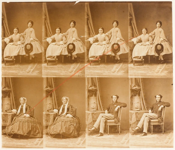 M. Matthews, sa mère et ses nièces Mlles de La Chère en huit poses - André Adolphe Eugène Disdéri