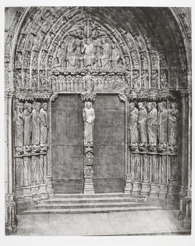 Cathédrale de Chartres, porte centrale du portail méridional avec le Christ du Jugement dernier - Charles Nègre