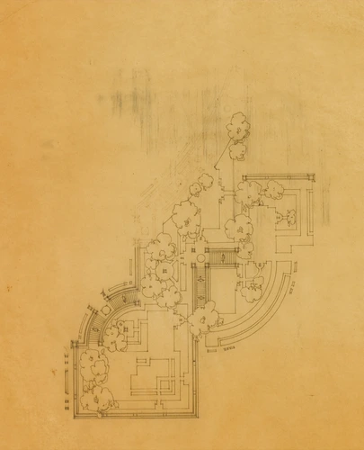 Un sanatorium sur les bords de la Méditerranée, plan partiel, terrasses des pavillons - Maurice Boille