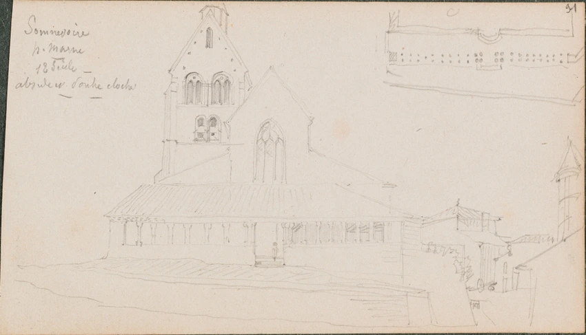 Sommevoire, église, façade et plan du porche - Louis Boitte