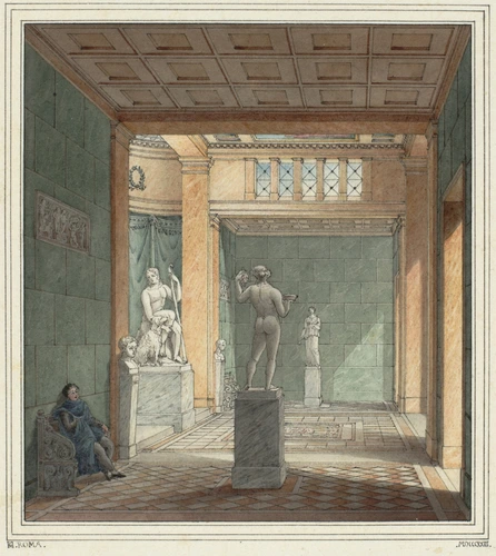 Vue intérieure du musée pour le comte de Schönborn avec les sculptures de Thorvaldsen - Jacques Ignace Hittorff