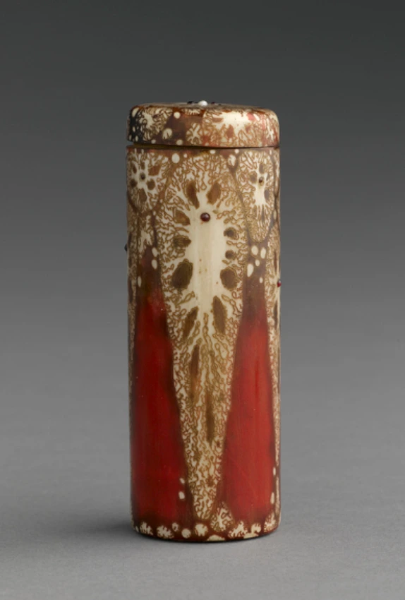 Boîte cylindrique, décor rouge - Clément Mère