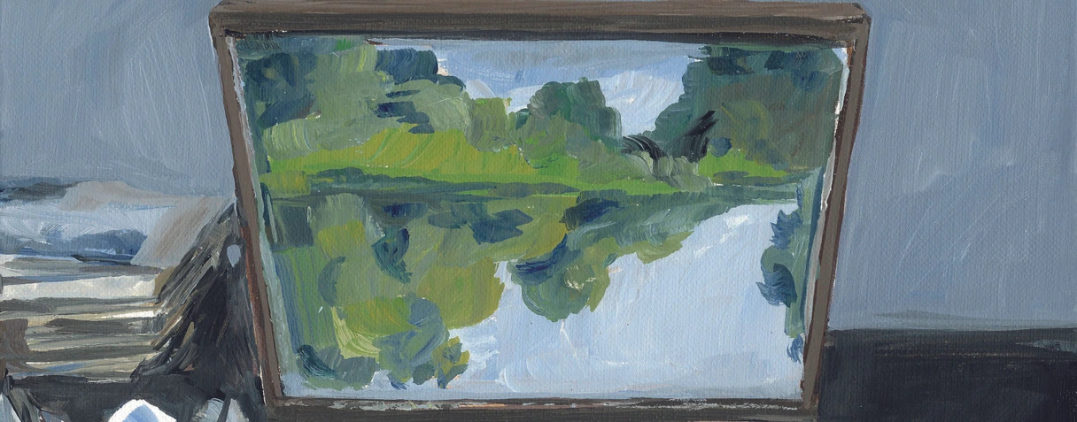 Jean-Philippe Delhomme, La boîte de couleurs d’Alphonse Osbert , 2020, huile sur toile, 27 x 22 cm