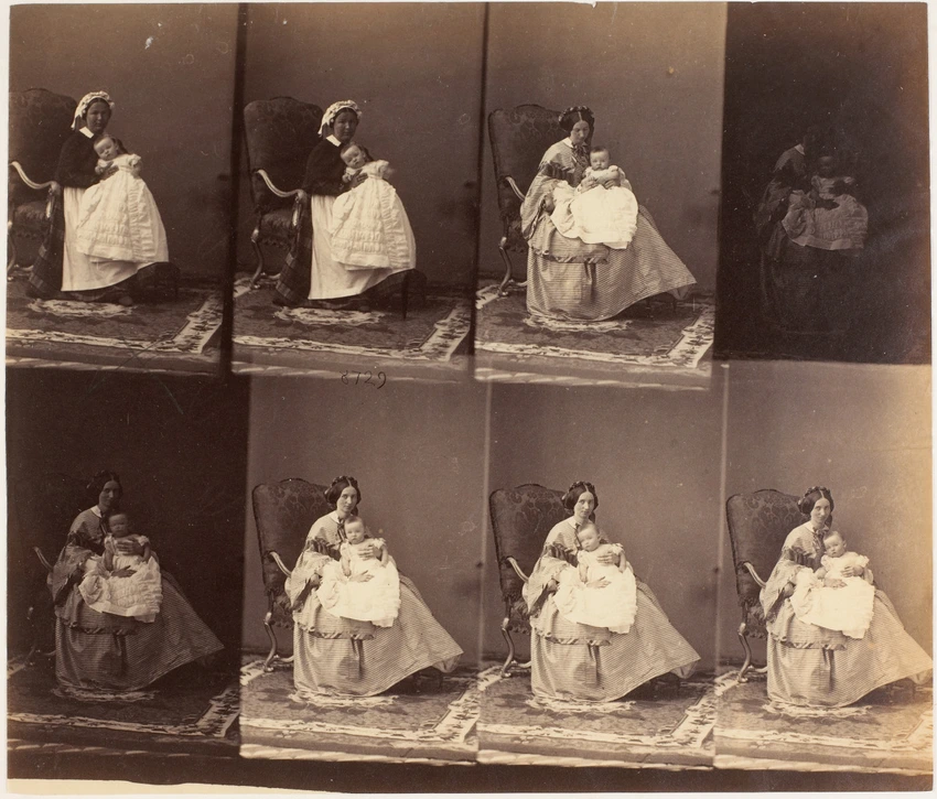 Mme. Aspinwall avec son bébé en huit poses assise - André Adolphe Eugène Disdéri