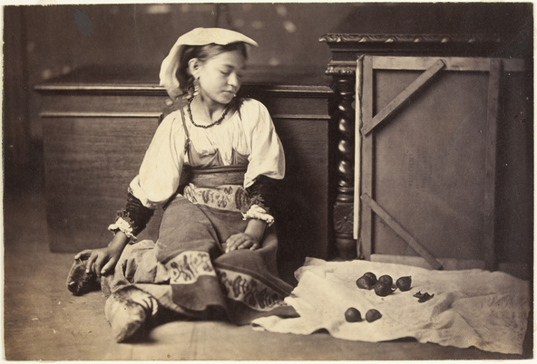 Edmond Lebel-Modèle pour sa peinture, Petite marchande de figue et de noix
