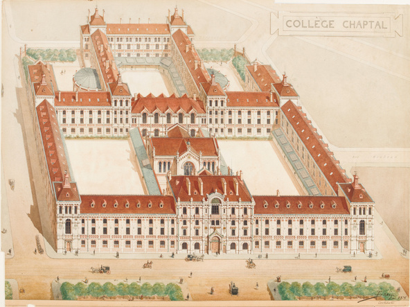 Eugène Train-Vue perspective du collège Chaptal à Paris