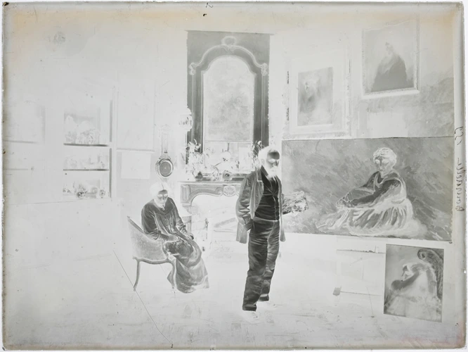Le Sculpteur Bourdelle devant un tableau et son modèle, vers 1900 - Henri Manuel