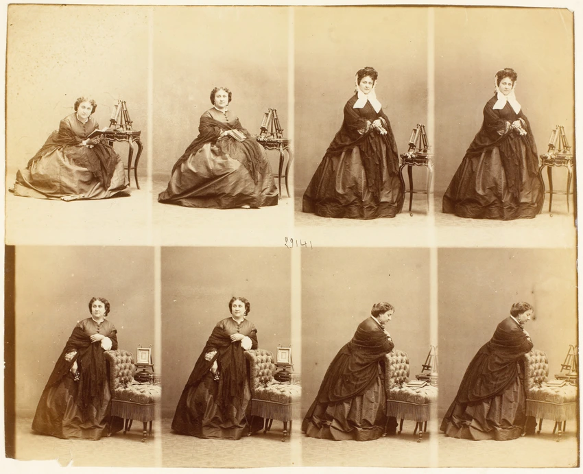 Mme Suzanne Lagier en huit poses, deux assise et six en pied - André Adolphe Eugène Disdéri