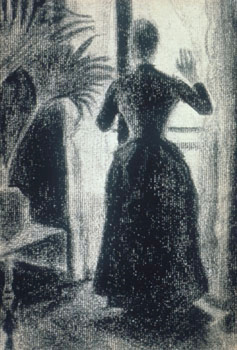 Paul Signac-Etude pour Un Dimanche : femme debout de dos devant une fenêtre
