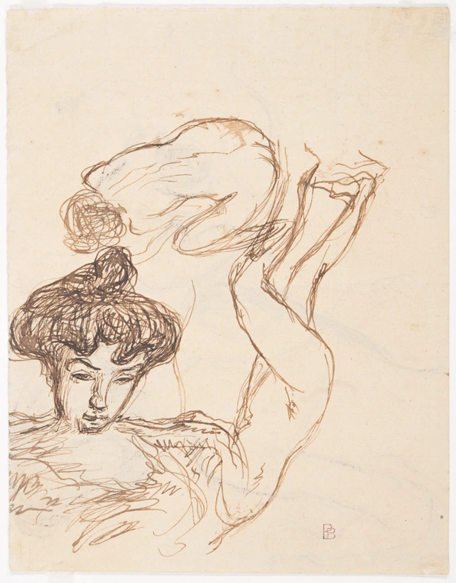 Buste de femme nue de dos, femme penchée en avant et accroupie - Pierre Bonnard