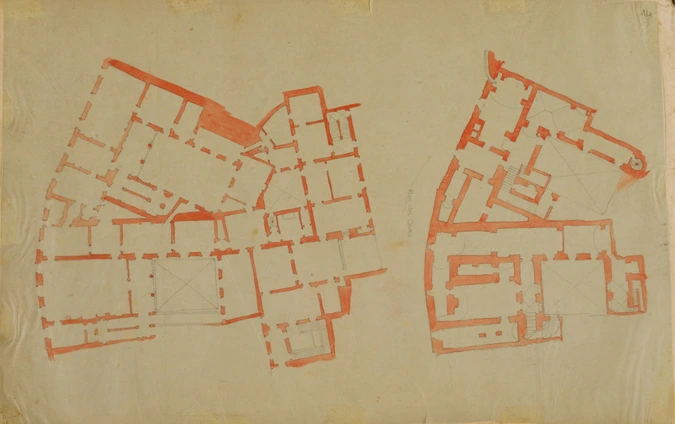 Plan du palais Massimo alle colonne et plan de caves - Louis Boitte