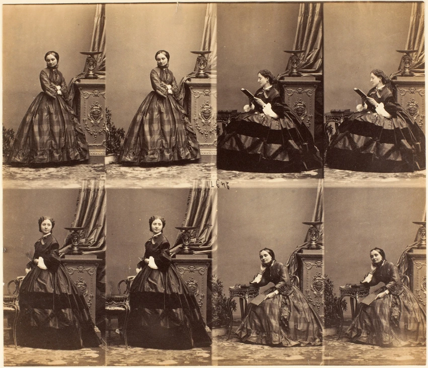 Mme Caillé et une femme en huit poses, quatre de chaque - André Adolphe Eugène Disdéri