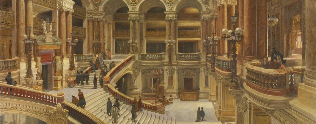 tableau, Victor Navlet, L'escalier de l'opéra, vers 1880