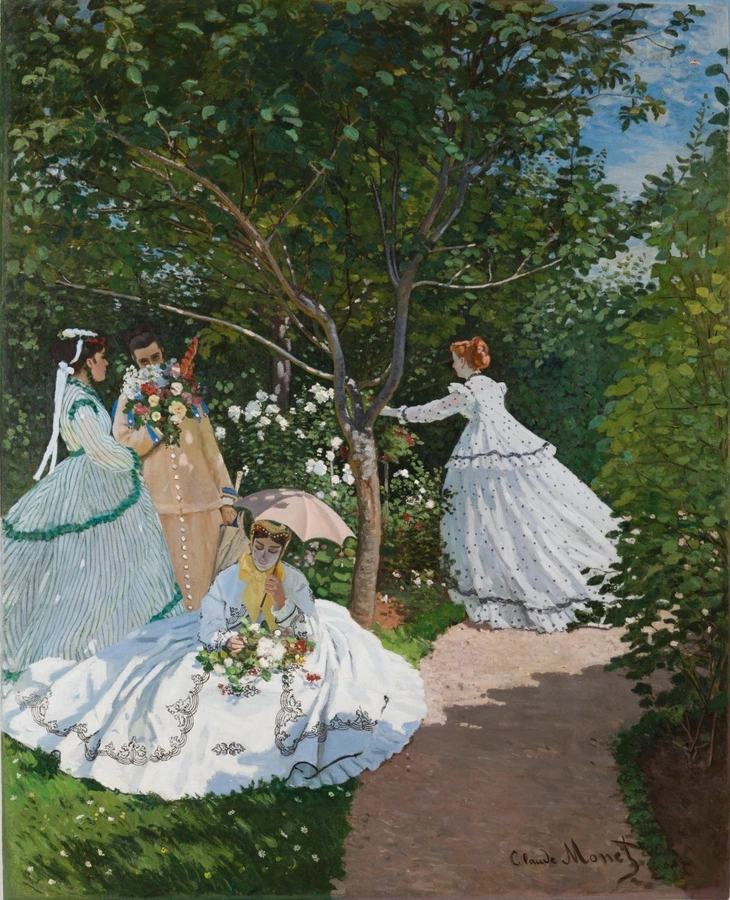 tableau, Claude Monet, Femmes au jardin, vers 1866