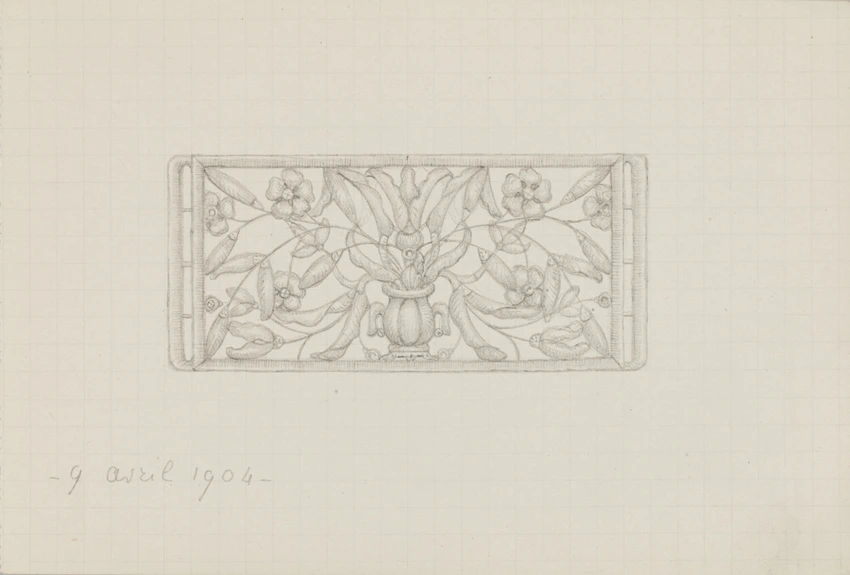 Plaque à motif floral et végétal et vase - Enguerrand du Suau de la Croix