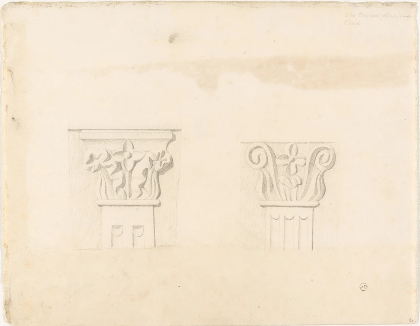 Deux pilastres cannelés avec chapiteau à décor floral - Alphonse Gosset