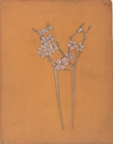 René Lalique-Projet de peigne aux fleurs d'aubépine