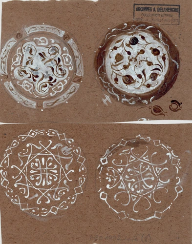 Modèles d'assiettes à décor végétal (recto et verso) - Auguste Delaherche